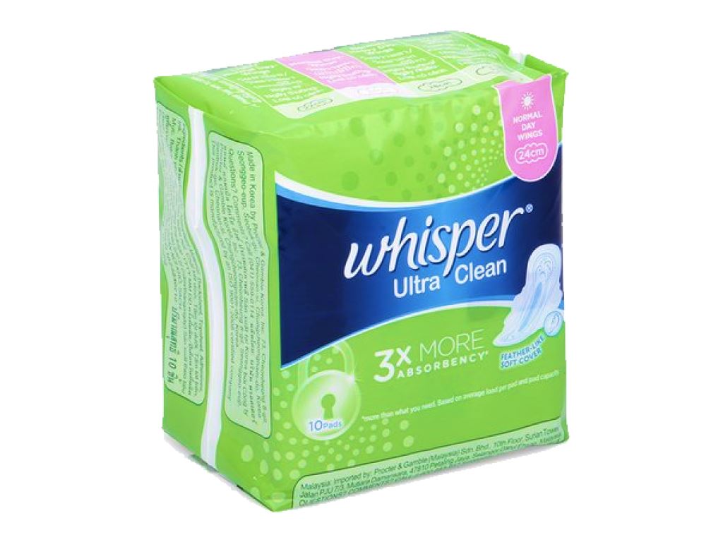 set 6 gói  Băng vệ sinh Whisper Ultra Clean siêu thấm có cánh 10 miếng