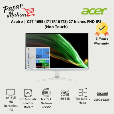 [NEW MODEL] Acer Aspire C27-1655 (i711R161TS) 27- Inch FHD IPS All-In-One Desktop 11th Gen intel i7-1165G7 16GB RAM