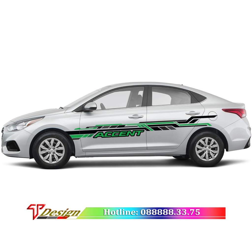 Tem accent  Decal xe oto tem dán sườn xe Huyndai  Accent WRAP11 KT 254x36cm