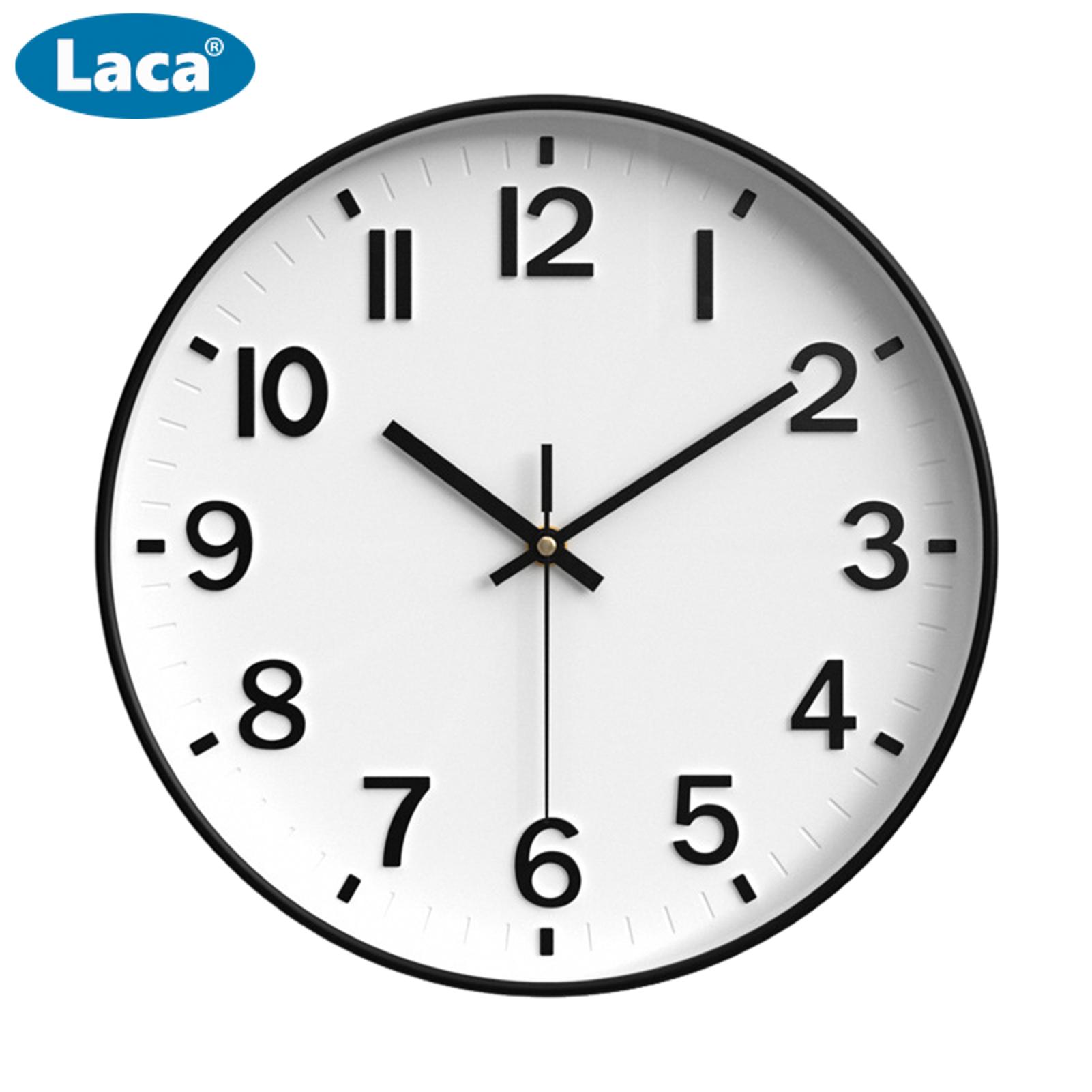 LACA Large Number Wall Clock Quiet Wall Clock Large 3d Numbers Wall Clock Silent Operation Battery-powered Non-ticking Clear Display Quartz Movement Home Decor