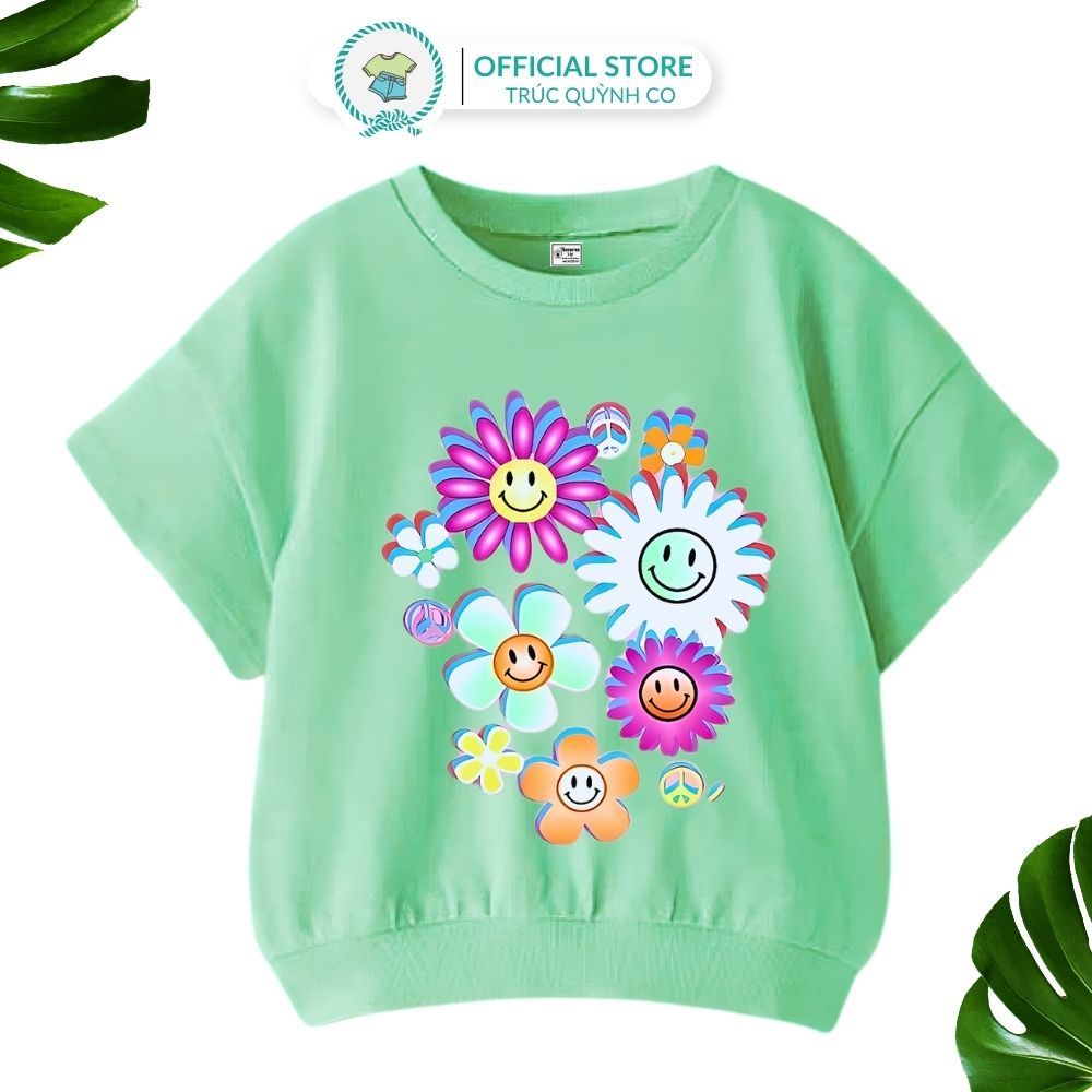 Áo Phông form Rộng Bo Lai Trúc Quỳnh Co- Chất Liệụ Cotton Cao Cấp Độ Tuổi: 2-15 tuổi - 2