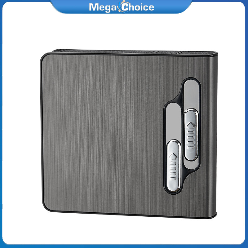 MegaChoice【100%Original】20pcs Capacity Men Cigarette Box with USB Electric Lighter Cigarette Case Holder Rechargeable Electronic Gadgets ราคา 212 บาท*ส่งฟรี