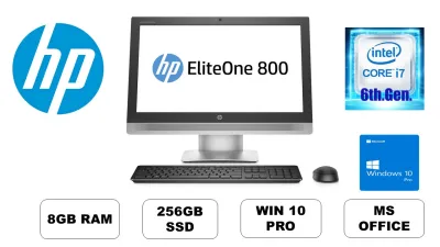 HP 800 G2 AIO Business PC 24inch TOUCHSCREEN AIO PC i7 6th Gen 8GB Ram 256GB SSD , Win 10 Pro, MS office with Wireless Keyboard and Mouse (Refurbished)