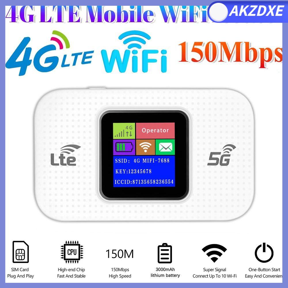 AKZDXE 3000mAh Bộ định tuyến điểm phát sóng 4G LTE Thẻ SIM đa năng Mini Bộ định tuyến internet không dây Di động 150Mbps Điểm phát sóng di động bỏ túi Du lịch trực tuyến