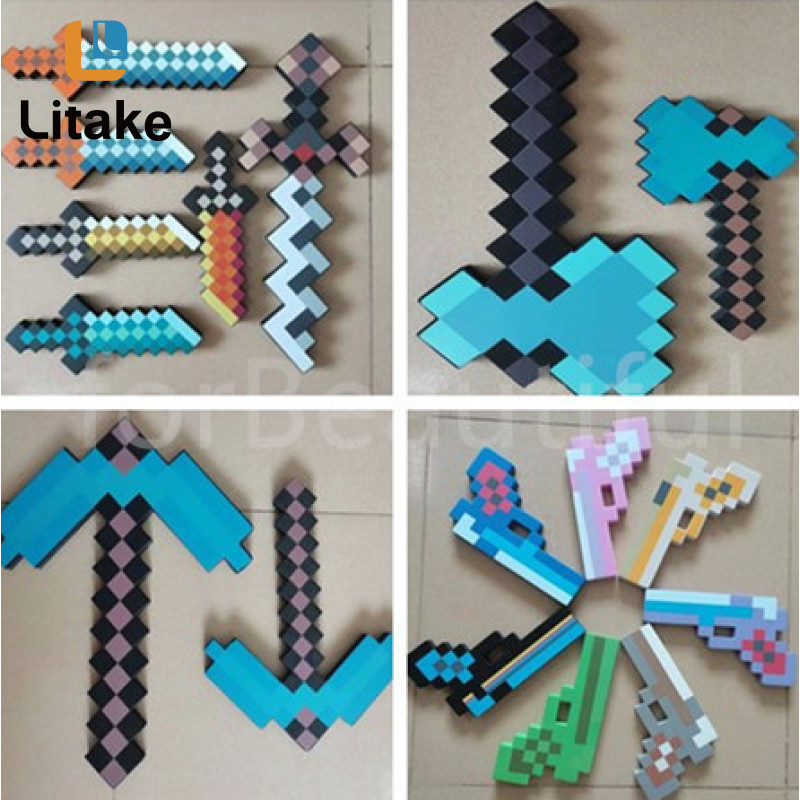 EVA Foam Diamond Pickaxe Gun Ax Hamaxe Swords Game Model Toy Kids Gift Action Figure Toys Cosplay Brinquedos ราคา 39 บาท*ส่งฟรี