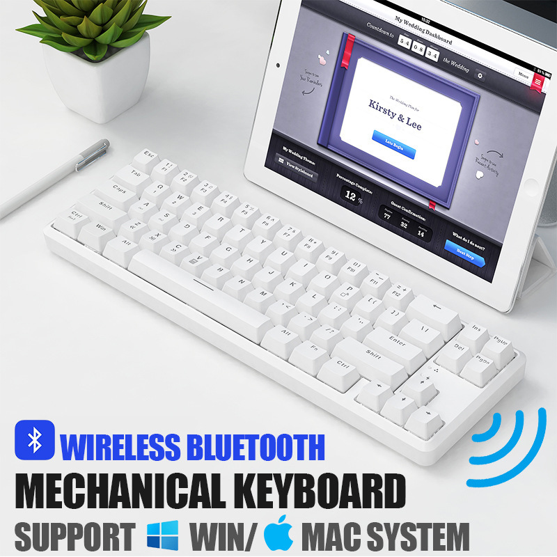 Wireless Bluetooth Keyboard with Mechanical Switches White LED Backlit for Laptop Ipad Mobile Phones Tablets Windows Android and Mac OS Singapore