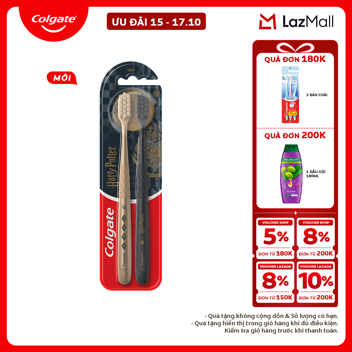 Bàn chải đánh răng Colgate Harry Potter, lông chải siêu mềm mảnh, chải sạch dịu nhẹ