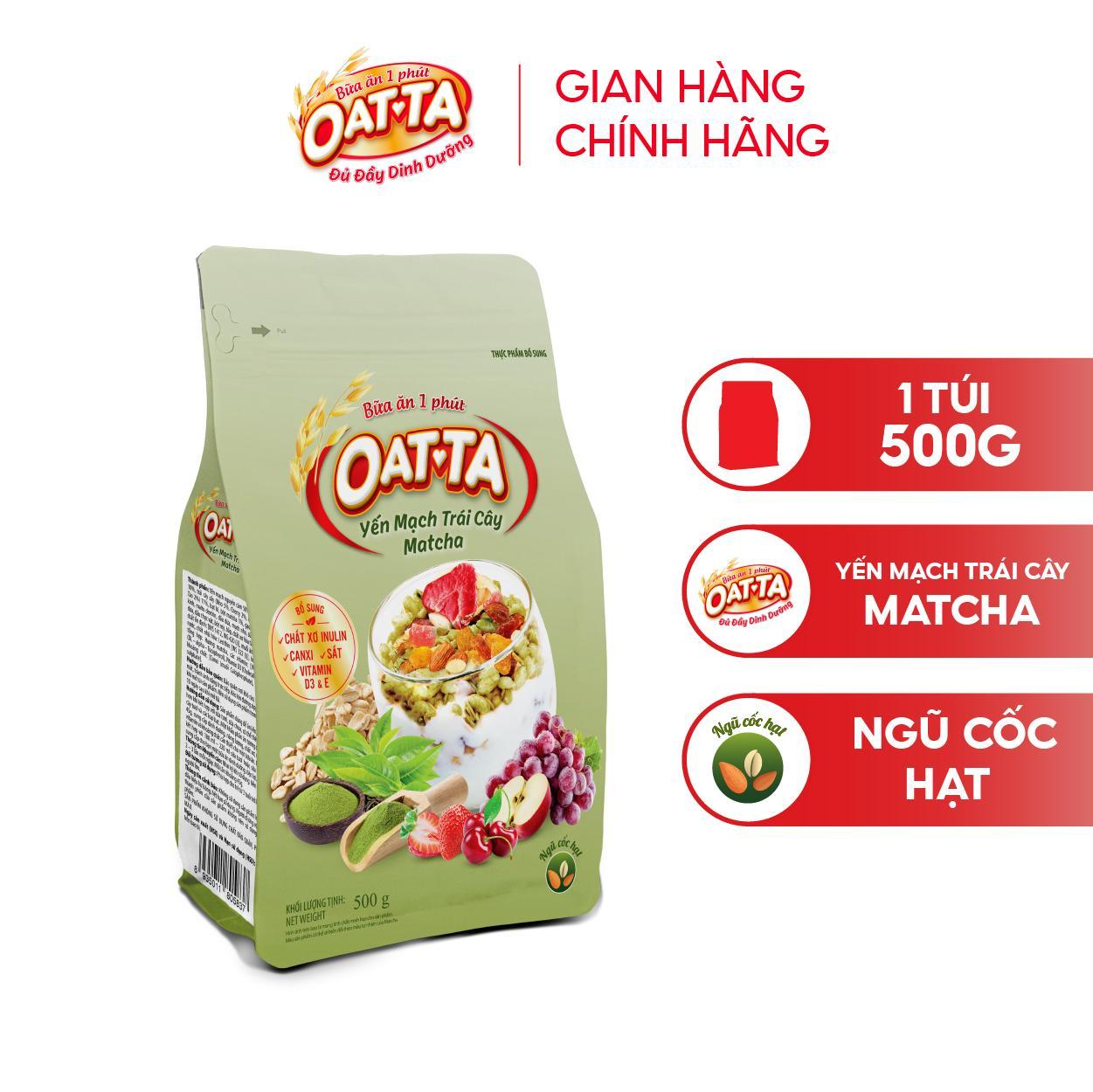 Yến Mạch Trái Cây Matcha OATTA Thơm Ngon Đầy Đủ Chất Dinh Dưỡng Túi 500g