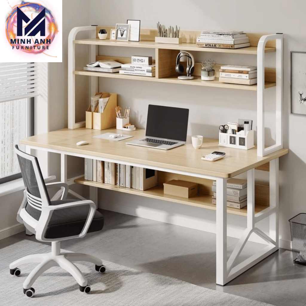 Bàn làm việc có kệ sách,Bàn học U4-Kệ sách lưu trữ lớn,màu sắc đa dạng, chân thép sơn tĩnh điện.