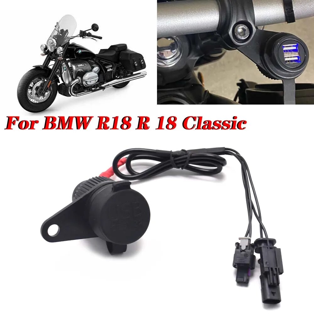 【Shop the Look】 Usb Double Socket New Motorcycle Accessories For Bmw R18 R 18 Classic With Lossless Line