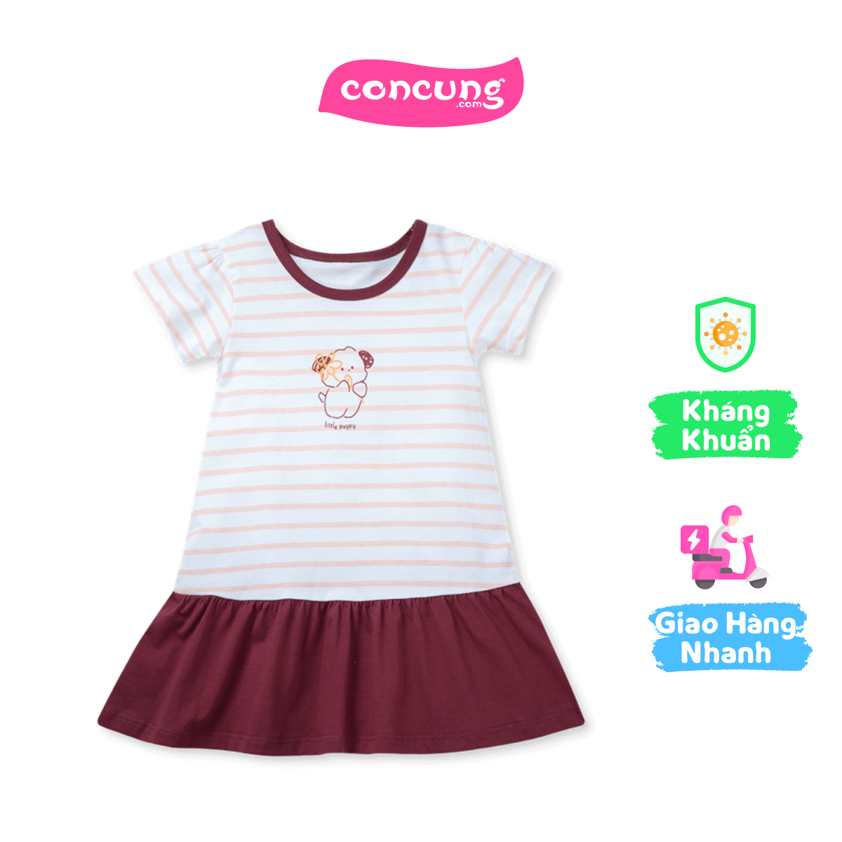 Đầm bé gái Animo Easy TX0925057 (4Y,Trắng-đô,TT02)