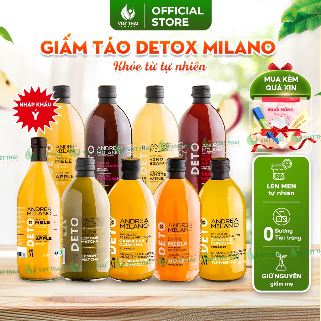 [SIÊU PHẨM] Giấm Táo Detox Milano Ý - Dấm Táo Có Giấm Cái Giảm Cân Ăn Kiêng Thanh Lọc Việt Thái