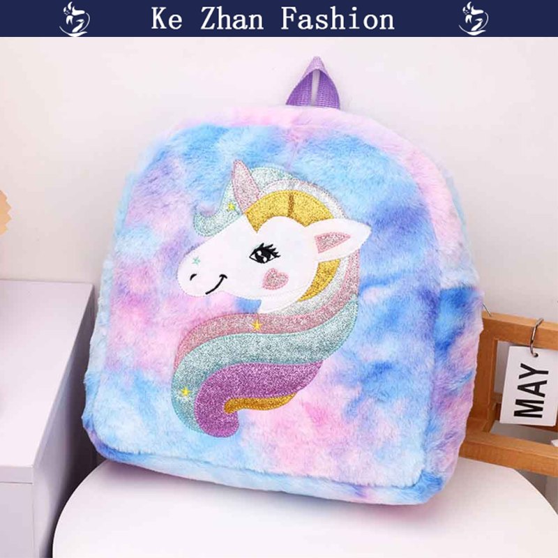 Ke Zhan Children Plush School Bag For Boys Girl Cartoon Princess Backpack