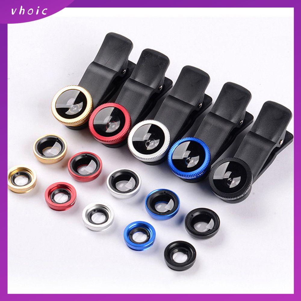 VHOIC 1PC Universal 3 in 1 Zoom Phone Lens Macro Fish Eye Camera Lens Kit Wide Angle