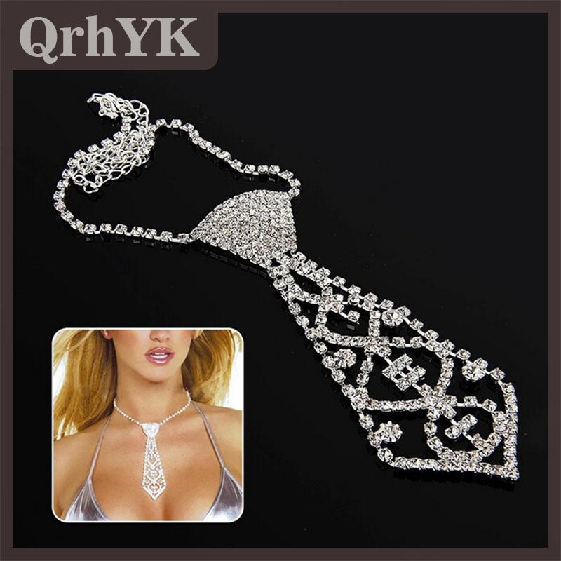 QrhYK Tuyệt vời sexy Bling Rhinestone cổ Tie Vòng cổ cho prom bóng Bridal Đảng