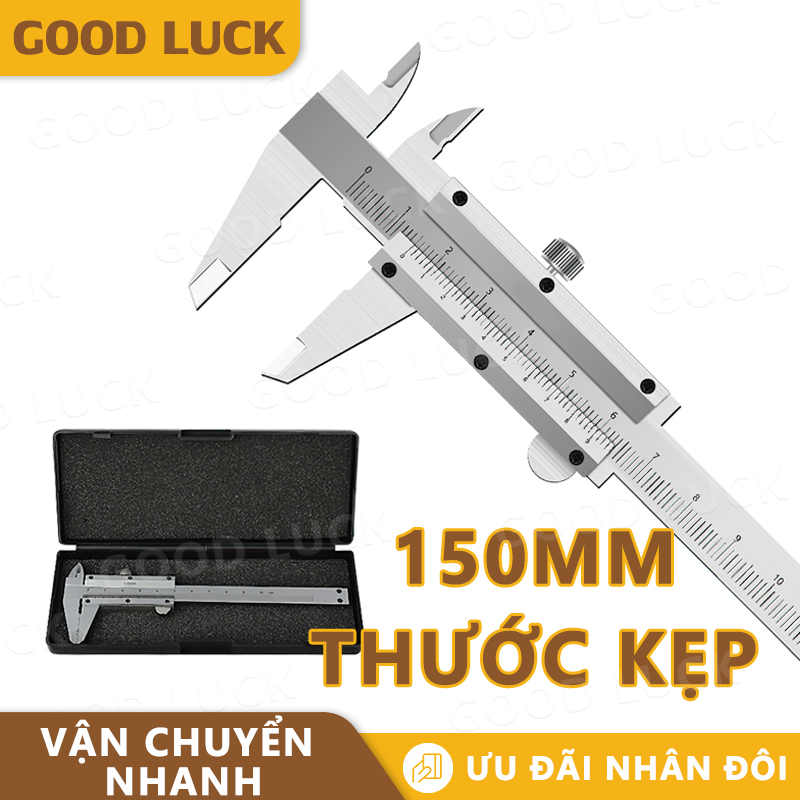 【GOOD LUCK 150mm Thước kẹp,Thước Kẹp Cơ (Hợp Kim Thép), Thước kẹp cặp cơ khí thép không gỉ, đi kèm hộp đựng cao cấp
