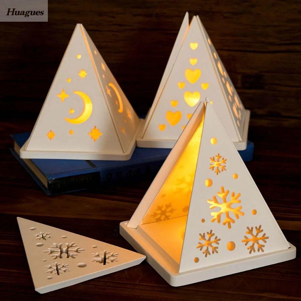 HUAGUES Silicone Khuôn giữ Nến Kim tự tháp Không mùi Sáng Tạo Khuôn nến Thạch cao Tái sử dụng EID AL fitr