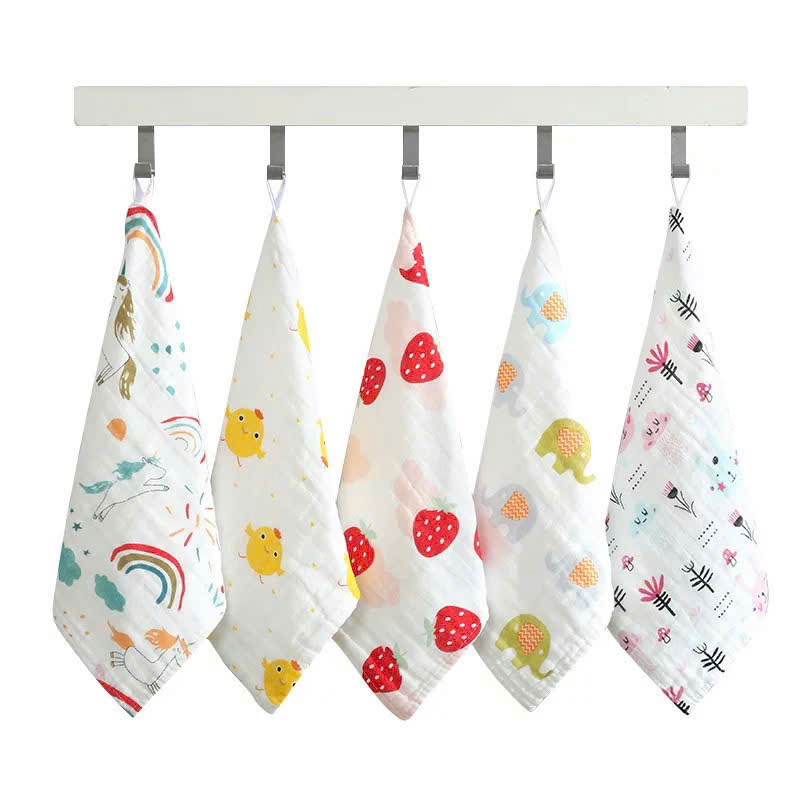 Set 5 khăn xô sữa Nhăn 6 Lớp chất đẹp mềm mịn thấm hút tốt cho bé Bebi123shop