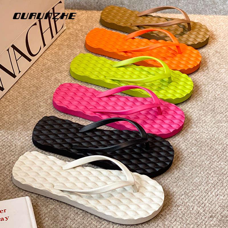 OURUNZHE สไตล์เท้า-รองเท้าแตะใส่สบายสำหรับผู้ชายและผู้หญิงในฤดูร้อน EVA พื้นรองเท้านุ่มกันลื่นระบายอากาศได้ดีและเบาเหมาะสำหรับทั้งในร่มและกลางแจ้ง ราคา 116 บาท*ส่งฟรี