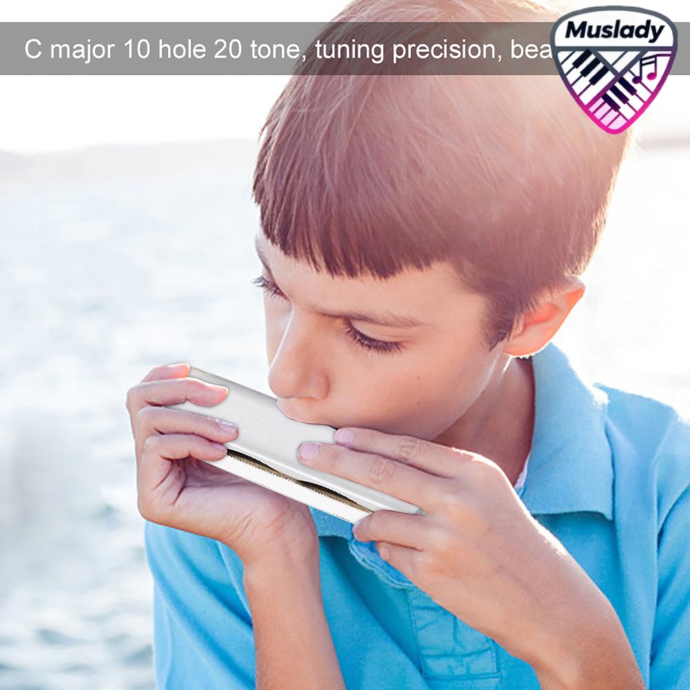 MUSLADY Harmonica 10 หลุมจูนที่แม่นยำ Phosphor Bronze Reed Blues Harmonica สำหรับผู้เริ่มต้น ราคา 548 บาท*ส่งฟรี