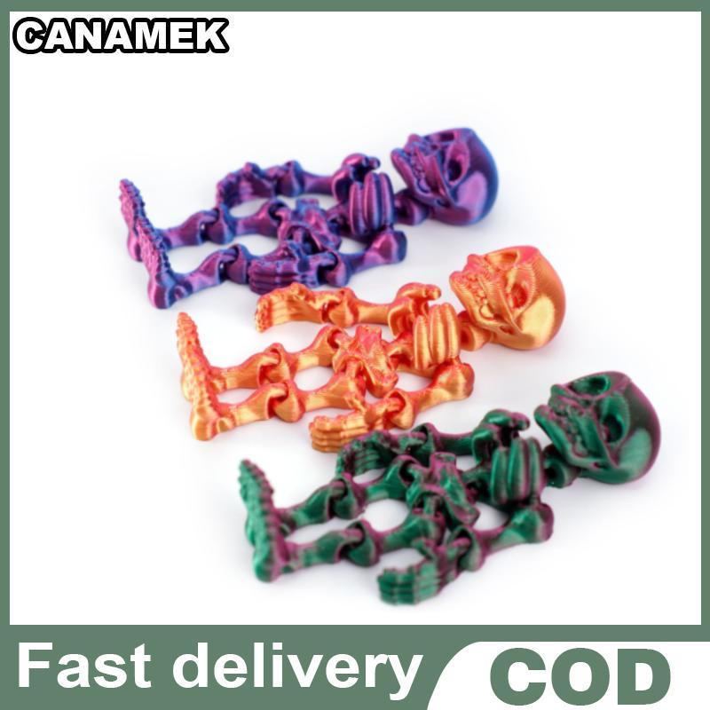 CANAMEK 5 10 món đồ trang trí Tượng nhỏ lễ hội đầu lâu in hình 3D đồ trang trí đầu lâu nhiều màu sắc quà tặng Halloween trang trí bàn xe hơi gia đình