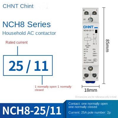 Contactor AC NCH8-25/11 25A (1 Mở Và 1 Đóng) | NCH8 20/25/40/63 CHINT 220V Xoay Chiều – Điều Khiển Điện Thông Minh