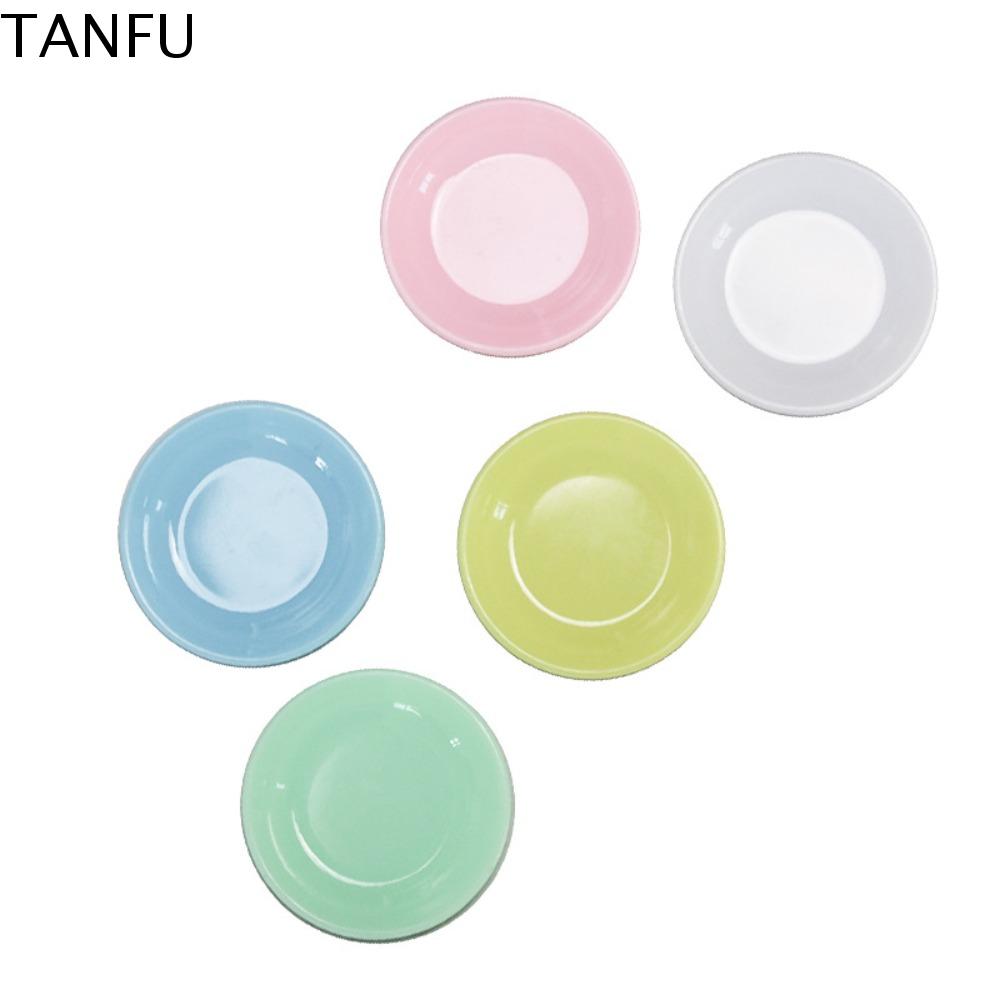 TANFU 5Pcs Thu nhỏ Đĩa đựng thức ăn mini bằng nhựa Đồ chơi nhà bếp Bộ đồ ăn Đĩa ăn tối thu nhỏ đầy màu sắc Đĩa thức ăn mini nhà bếp Nhựa Đĩa ăn mô phỏng Đồ chơi giả vờ