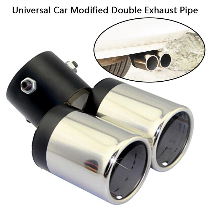 【Reday Stock】Stainless Steel Universal Car Modified Double Exhaust Pipe Rear Muffler Tail Tip