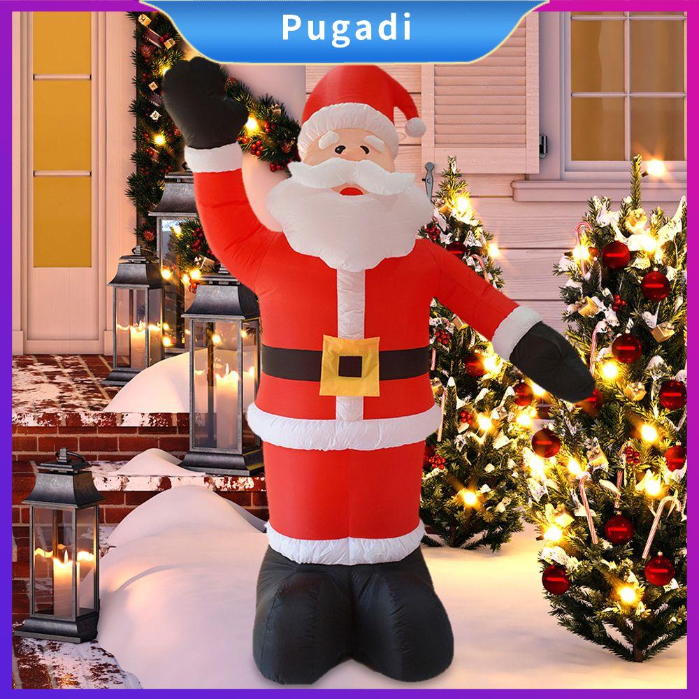 PUGADI 2.4M Trẻ em Ủng Hộ Giáng sinh Trang Trí Nội Thất Ngoài trời Vườn Trang Trí LED Ánh Sáng Lên Santa Claus Vẫy Tay Thắp sáng Búp Bê Mô Hình bơm hơi Đồ Chơi