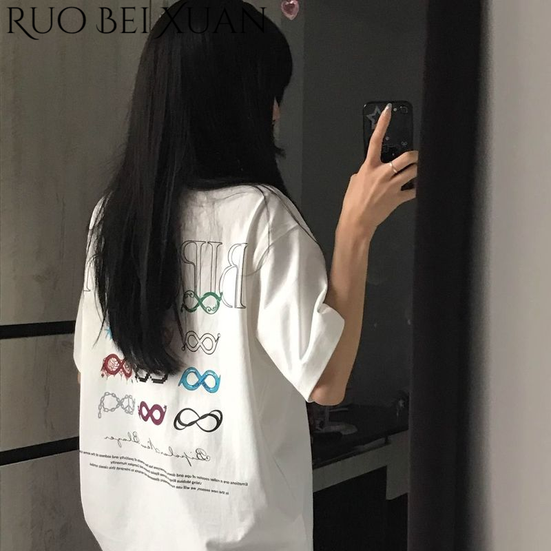 Ruo Bei Xuan Cotton Short Sleeve T-Shirt with Unique Infinity Symbol Design ราคา 137 บาท*ส่งฟรี