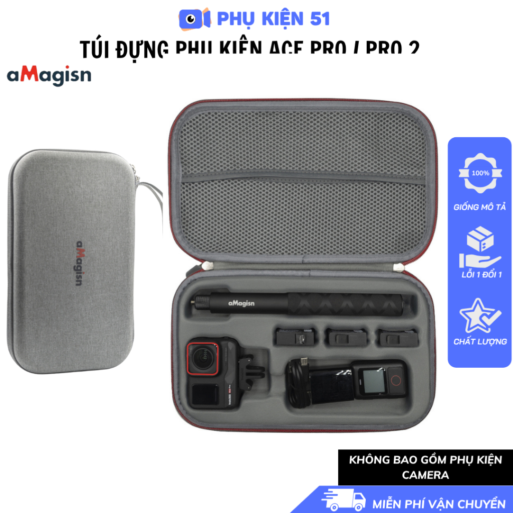 Túi aMagisn đựng Insta360 Ace Pro 2 nhiều phụ kiện gọn gàng