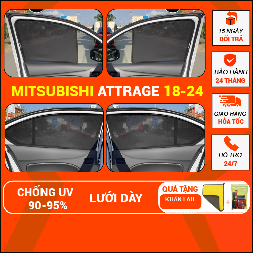 Rèm Che Nắng Nam Châm Ô Tô Loại 1 Xe MITSUBISHI ATTRAGE Bộ 4 tấm chuẩn form xe, Chống tia UV, BẢO HÀNH 24 THÁNG Giá 187,850 Đồng*Miễn phí vận chuyển