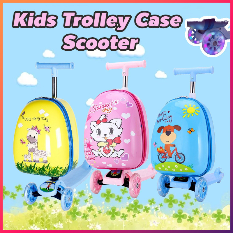 16in 2-in-1 Kids Trolley Case Scooter Cartoon Foldable Suitcase Scooter Travel Luggage Boy Girl Gift Presyo 1,914 Piso*Libreng Shipping