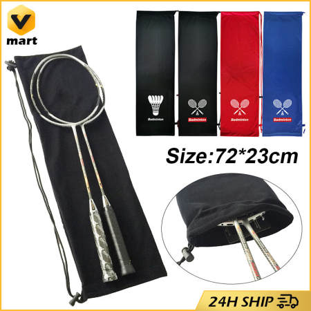 Fleece Badminton Racket Cover Bag with Drawstring Pocket, Portable