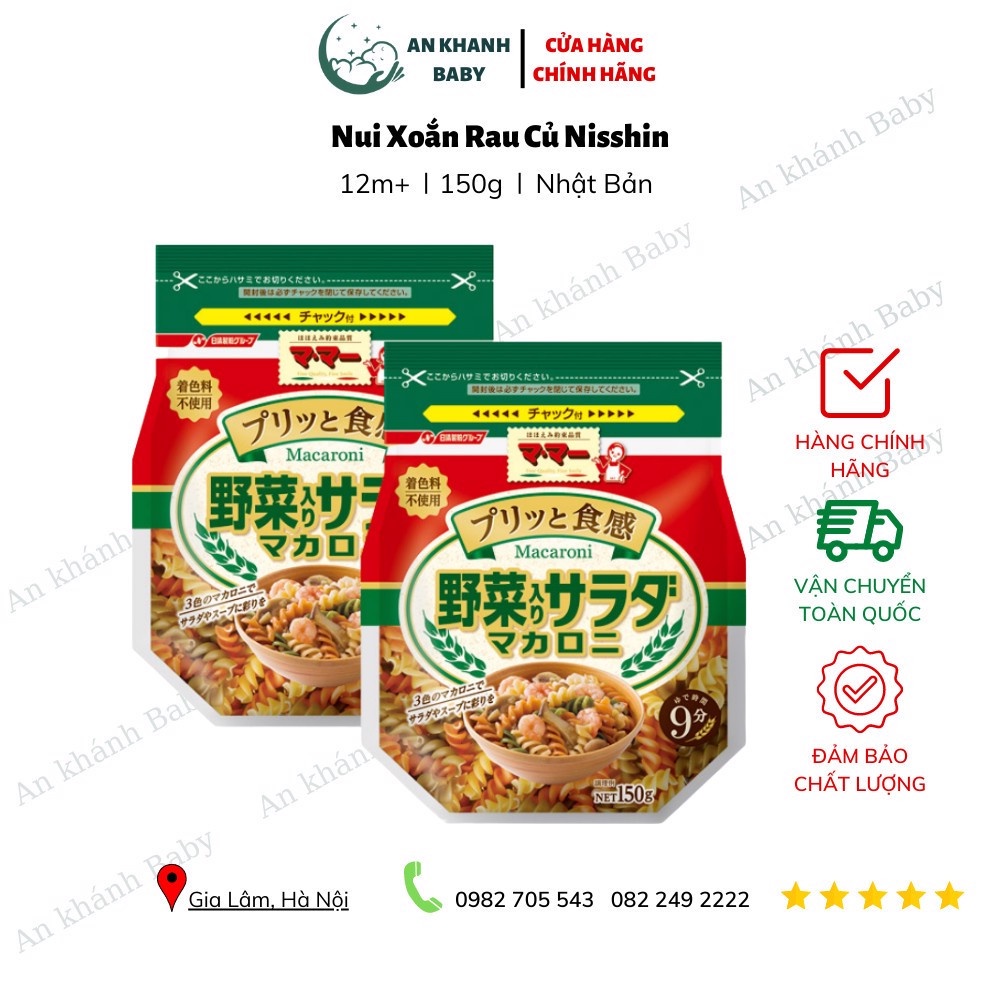 Nui xoắn rau củ macaroni nisin 150g cho bé từ 9 tháng date