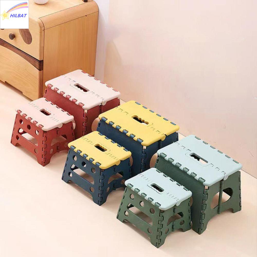 HILBAT Dày Ghế gập Thay giày Nhựa Ghế dài nhỏ Di động Thấp Ghế có thể gập lại Phòng tắm