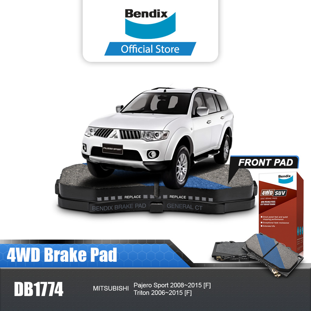 Bendix Front Brake Pad Brake Pad for Mitsubishi Pajero Sport Dakkar 2008-2015 Db1774 4Wd Harga 964,000 rupiah*Gratis Ongkir