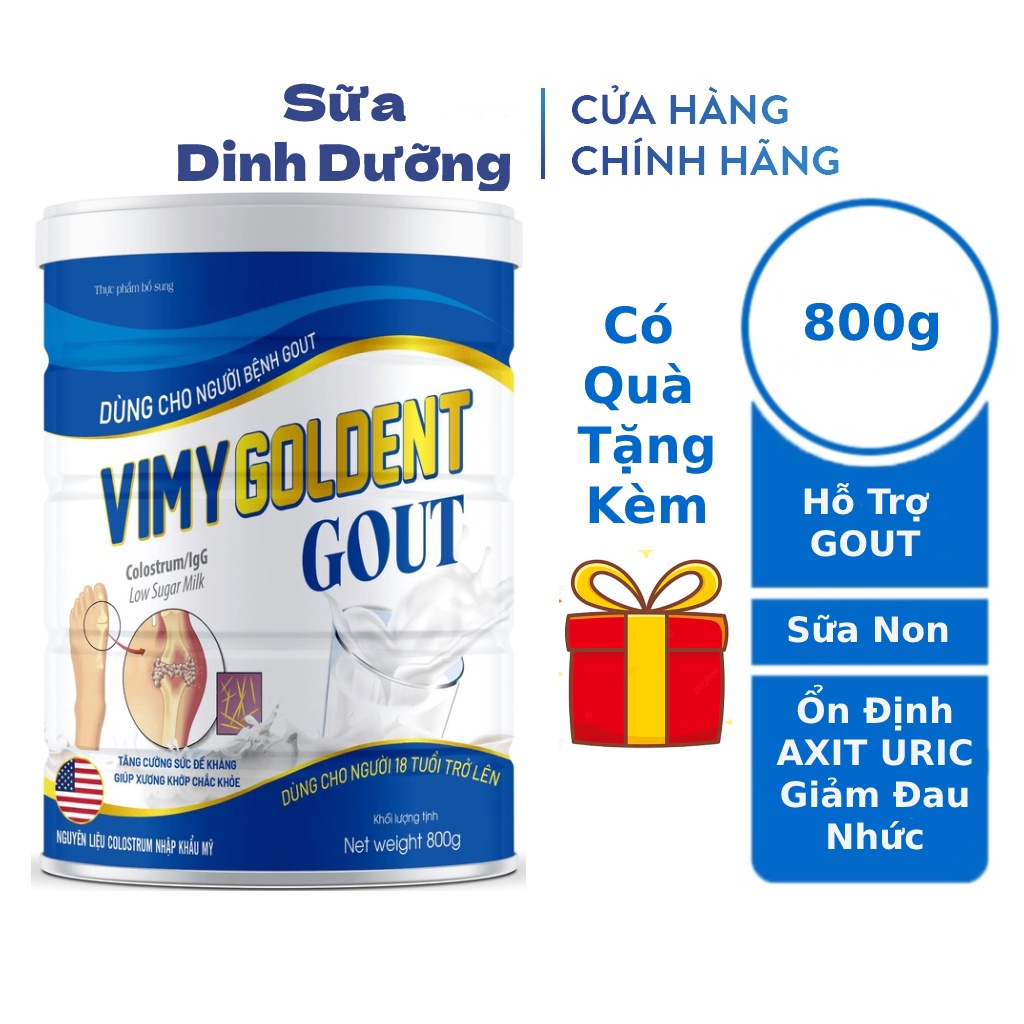Sữa non Vimy Golden Gout 800g dùng cho người bệnh Gout, tốt cho xương khớp
