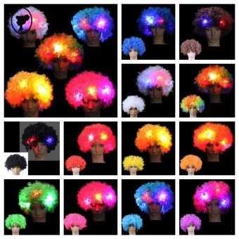 YOYO CHARMING tóc giả cosplay tóc giả nguyên đầu cho nữ Dạ Quang Tóc Giả chú hề LED Hài Hước Chớp mắt Tóc Giả nổ nhấp nháy Hóa trang hoài cổ Afro Tóc giả người hâm mộ bóng đá Trẻ em/người lớn