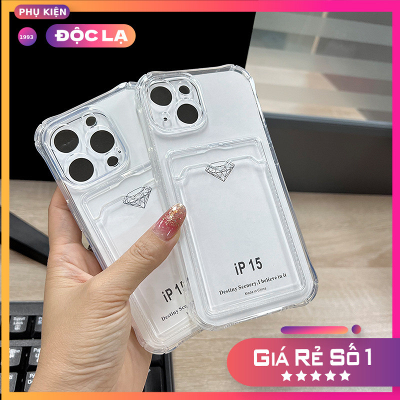 [CÓ IP16] Ốp IPhone trong suốt thiết kế ngăn đựng thẻ các dòng Xsmax1112131415 Pro/ Plus/ ProMax - H