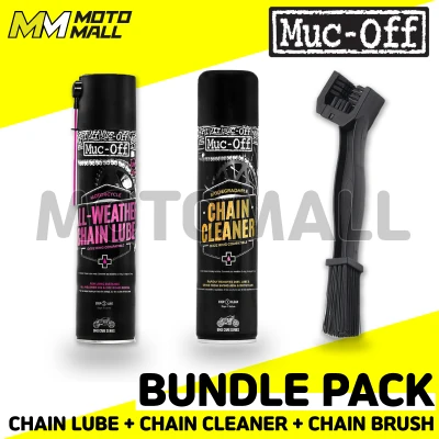 Muc Off Motorcycle Chain Cleaner & Chain Lube & Brush Bundle Pack / Motomall