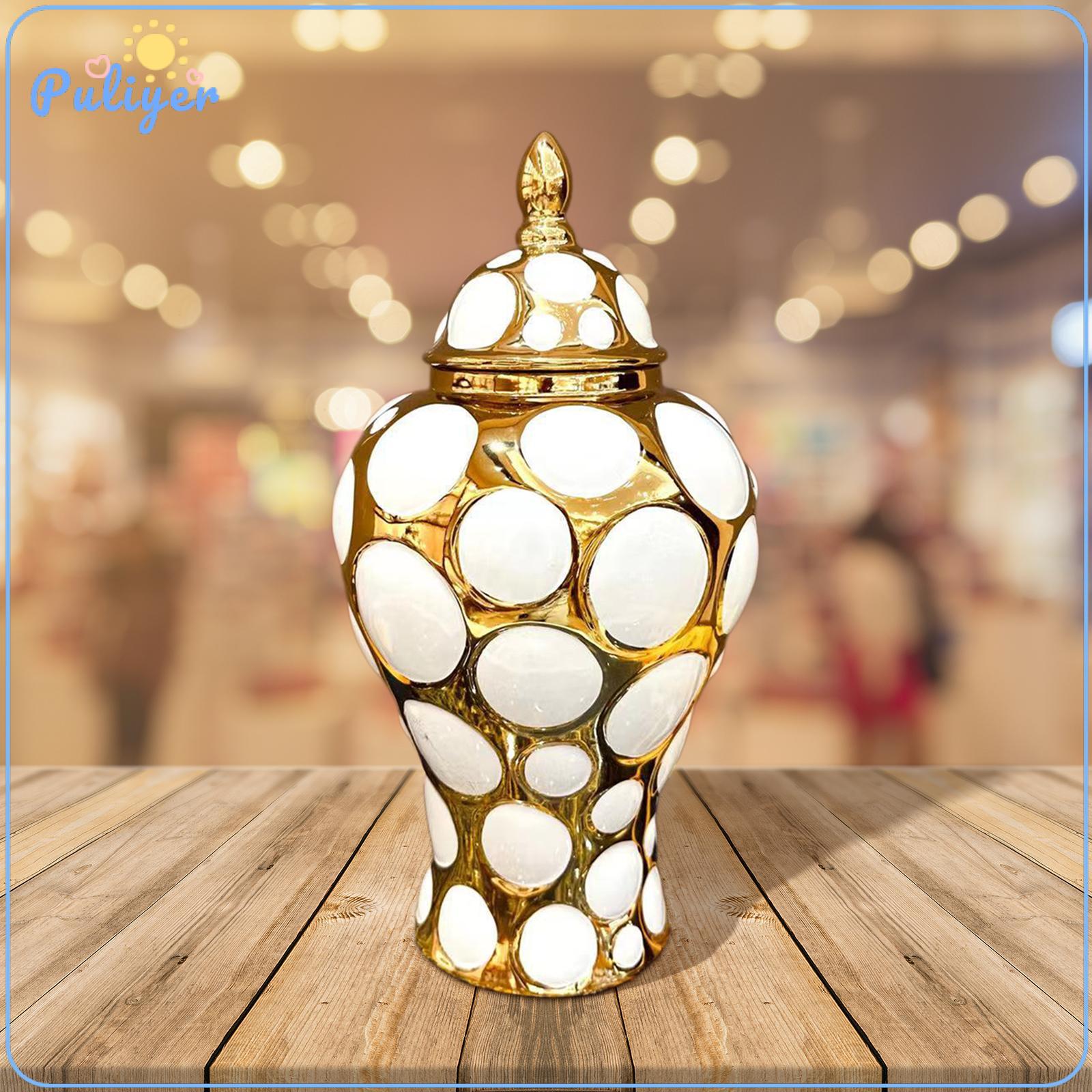 Kesoto Porcelain Ginger Jar Temple Jar Desktop Table Centerpieces Glazed Flower Arrangement Handicraft Ceramic Vase for Home Office ราคา 3,233 บาท*ส่งฟรี