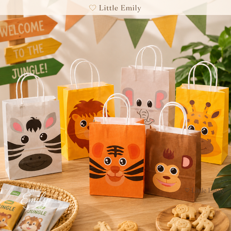 FP1278 (12PCS) HANDLE Safari Jungle Animals Party Birthday Gift Paper Loot Bag Party Souvenir Giveaway