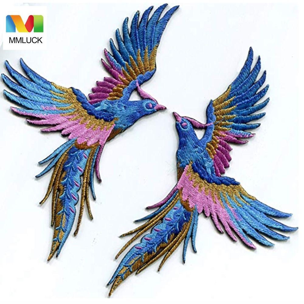 MMLUCK 1 pair Tự dính Miếng đính thêu hình chim Là trên Phượng Hoàng Nhãn dán quần áo Trang phục Tự làm Miếng vá vải May