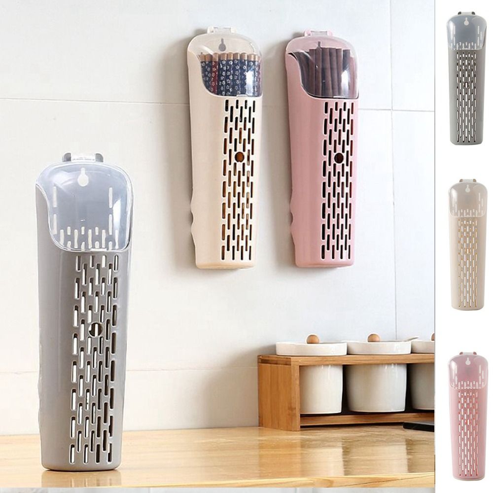 SUJING Có Nắp Lồng đũa Gắn tường Nhựa Giỏ đũa Đơn giản Giá để đũa Nhà bếp