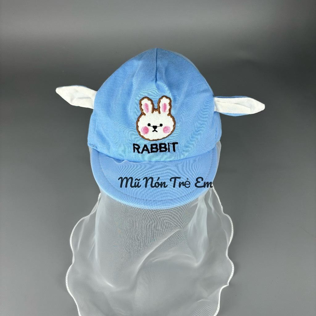 Dưới 2 tuổi/ Mũ cho bé có khăn voan cản gió che bụi bé sơ sinh trai gái - nón BO KET nhí VON THỎ RAB