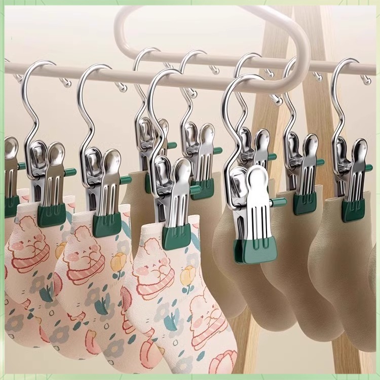 ครัวเรือนไม่มีรอยต่อกางเกงคลิปสแตนเลสมัลติฟังก์ชั่นพร้อมตะขอกางเกงเก็บสิ่งประดิษฐ์เดี่ยวไม้แขวนเสื้อตู้เสื้อผ้ากันลม ราคา 5 บาท*ส่งฟรี