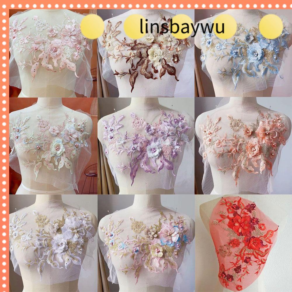 LINSBAYWU Tự làm Miếng vá thêu đính sa Thêu Sa Miếng vá thêu hoa Thanh lịch thời trang Miếng vá sa Váy