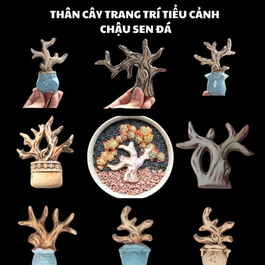Thân Cây Trang Trí Tiểu Cảnh LASE GARDEN Chậu Sen Đá, Phụ Kiện Decor Chậu Cây Cảnh Văn Phòng