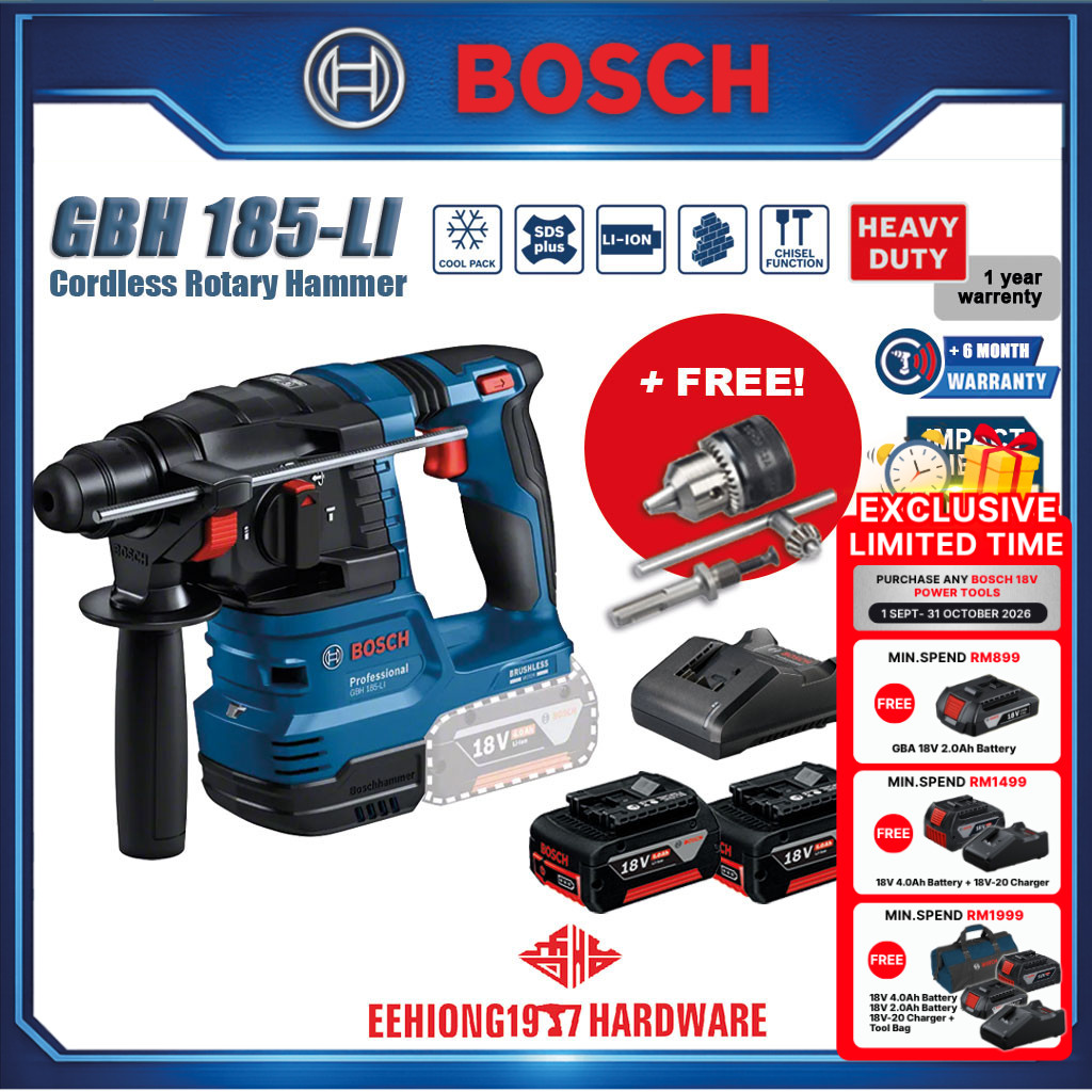 BOSCH GBH 185-LI 18V Cordless Rotary Hammer With SDS Plus BRUSHLESS Motor GBH185 GBH185-LI GBH 185 GBH 185-LI